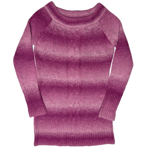 NEW! Pink Ombre Cable Knit Long Sleeve Sweater Dress XL Route66 Cozy Cute Winter - Picture 1 of 8